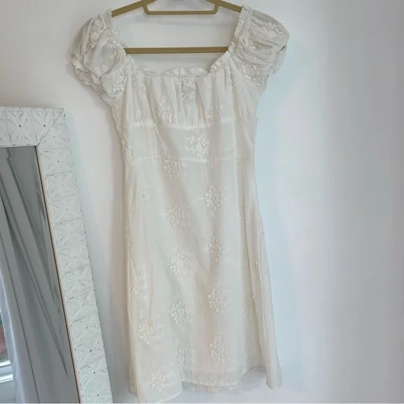 NWT O.P.T. White Ethereal Floral Embroidered Cap Sleeve Mini Dress - Picture 16 of 16